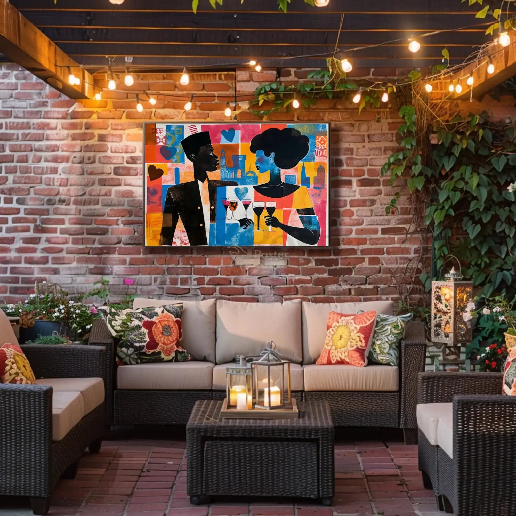 Modern Love Pop Art Cityscape Abstract Poster PosterGoat