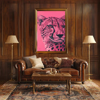 Modern Pink Cheetah Portrait Art Animal Poster PosterGoat