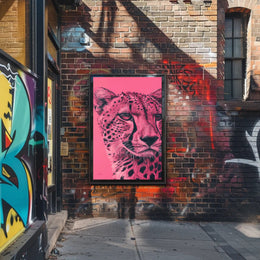 Modern Pink Cheetah Portrait Art Animal Poster PosterGoat