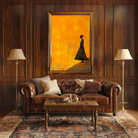 Modern Silhouette Woman on Orange Abstract Artistic Poster PosterGoat