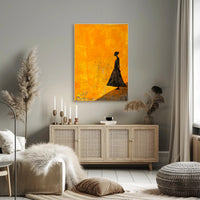 Modern Silhouette Woman on Orange Abstract Artistic Poster PosterGoat