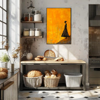 Modern Silhouette Woman on Orange Abstract Artistic Poster PosterGoat