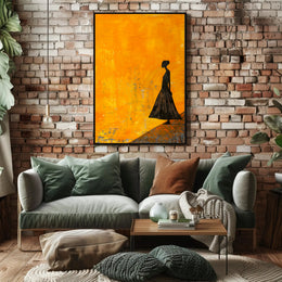 Modern Silhouette Woman on Orange Abstract Artistic Poster PosterGoat
