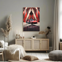Modern Sports Car in Geometric Background Artistic Poster PosterGoat