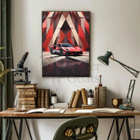 Modern Sports Car in Geometric Background Artistic Poster PosterGoat