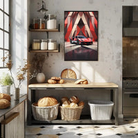 Modern Sports Car in Geometric Background Artistic Poster PosterGoat