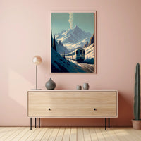 Modern Train in Serene Alpine Travel Poster PosterGoat