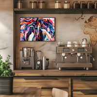Modern Vibrant Two Horses Abstract Artistic Poster PosterGoat