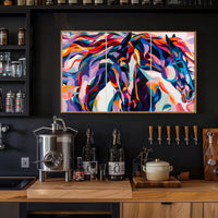 Modern Vibrant Two Horses Abstract Artistic Poster PosterGoat