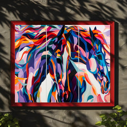 Modern Vibrant Two Horses Abstract Artistic Poster PosterGoat