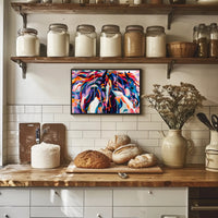 Modern Vibrant Two Horses Abstract Artistic Poster PosterGoat