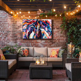 Modern Vibrant Two Horses Abstract Artistic Poster PosterGoat