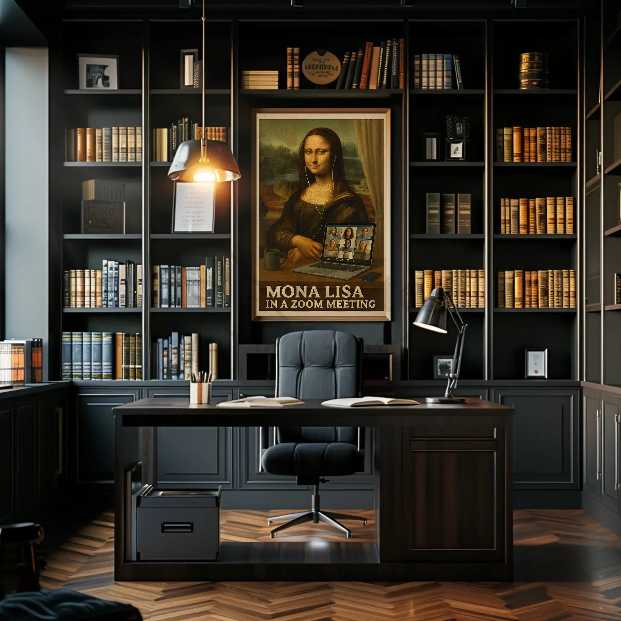 Mona Lisa Meets Modern Tech Pop Culture Poster PosterGoat