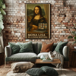 Mona Lisa Meets Modern Tech Pop Culture Poster PosterGoat