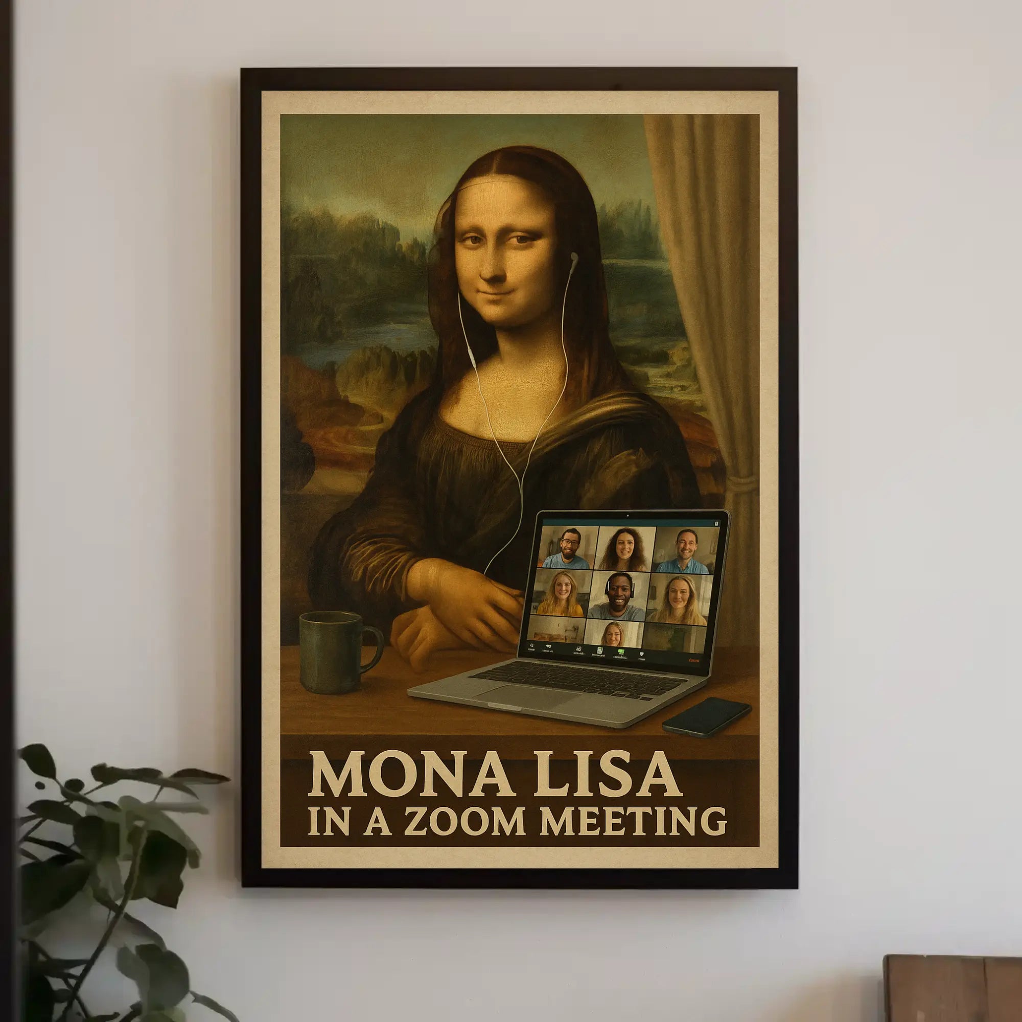 Mona Lisa Meets Modern Tech Pop Culture Poster PosterGoat