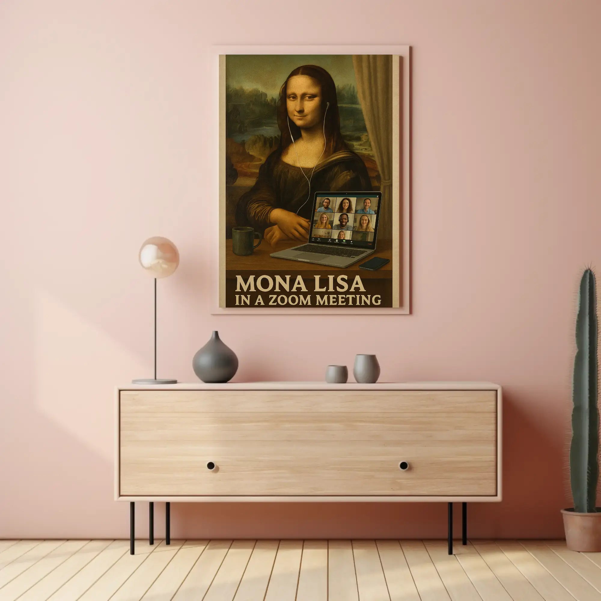 Mona Lisa Meets Modern Tech Pop Culture Poster PosterGoat