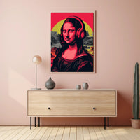 Mona Lisa with Headphones Pop Culture Poster PosterGoat