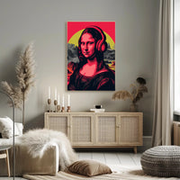 Mona Lisa with Headphones Pop Culture Poster PosterGoat