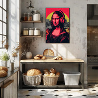 Mona Lisa with Headphones Pop Culture Poster PosterGoat