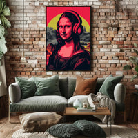 Mona Lisa with Headphones Pop Culture Poster PosterGoat