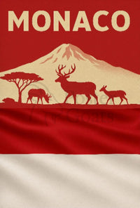 Monaco Wildlife Silhouette Art Print Travel Poster PosterGoat