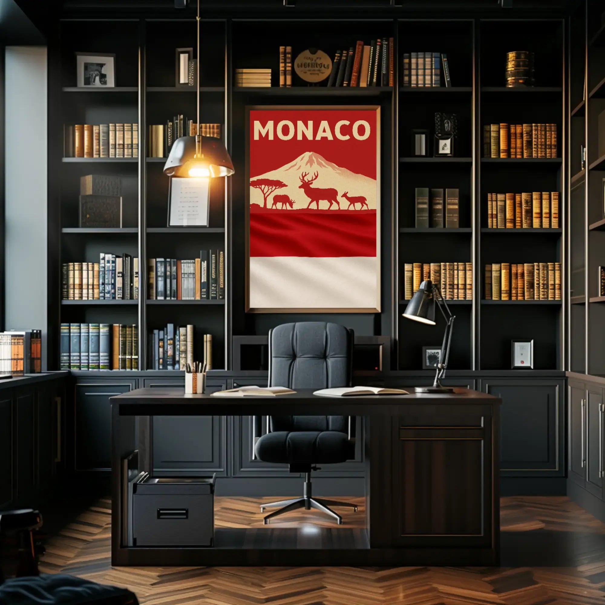 Monaco Wildlife Silhouette Art Print Travel Poster PosterGoat