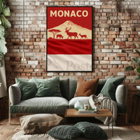 Monaco Wildlife Silhouette Art Print Travel Poster PosterGoat