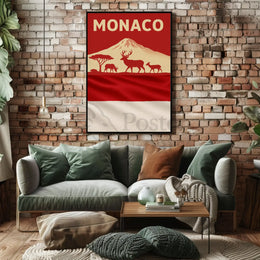 Monaco Wildlife Silhouette Art Print Travel Poster PosterGoat