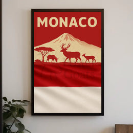 Monaco Wildlife Silhouette Art Print Travel Poster PosterGoat