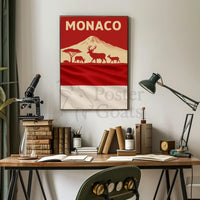 Monaco Wildlife Silhouette Art Print Travel Poster PosterGoat