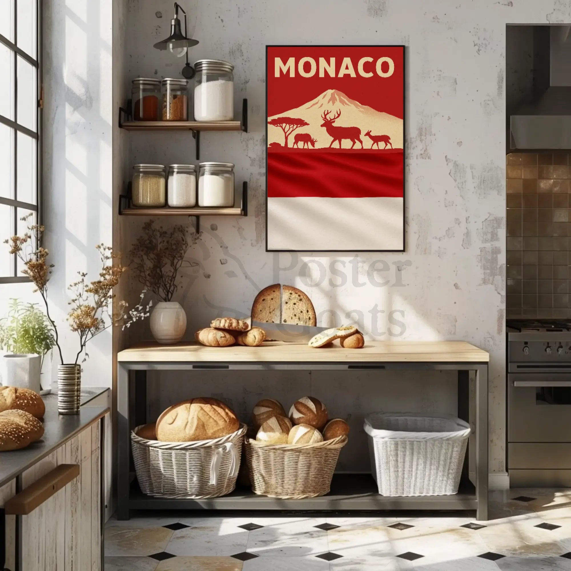 Monaco Wildlife Silhouette Art Print Travel Poster PosterGoat