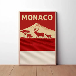 Monaco Wildlife Silhouette Art Print Travel Poster PosterGoat