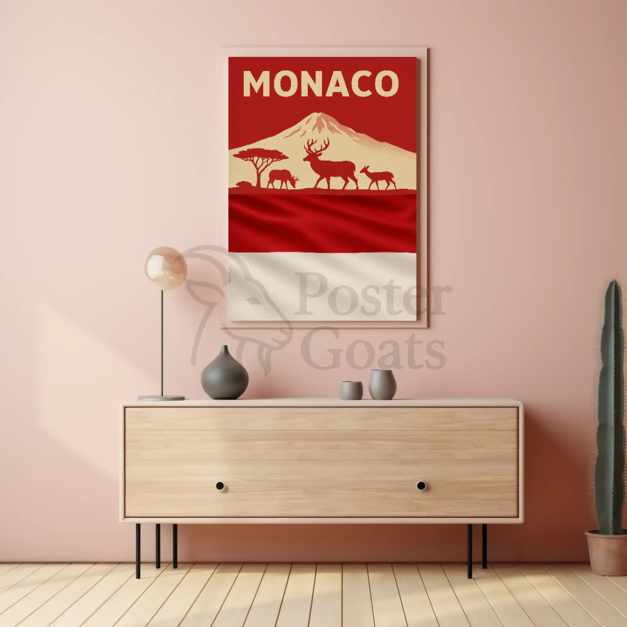 Monaco Wildlife Silhouette Art Print Travel Poster PosterGoat