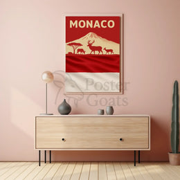 Monaco Wildlife Silhouette Art Print Travel Poster PosterGoat