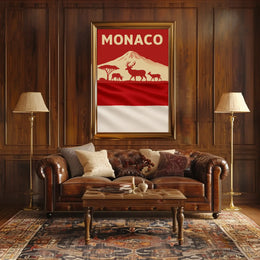 Monaco Wildlife Silhouette Art Print Travel Poster PosterGoat