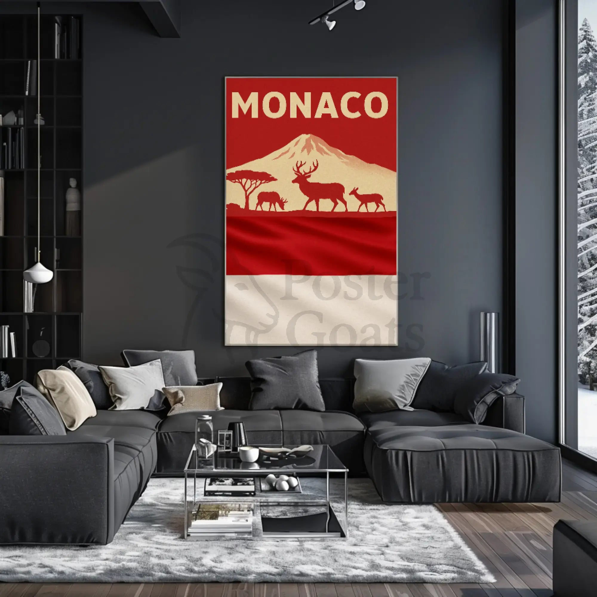 Monaco Wildlife Silhouette Art Print Travel Poster PosterGoat