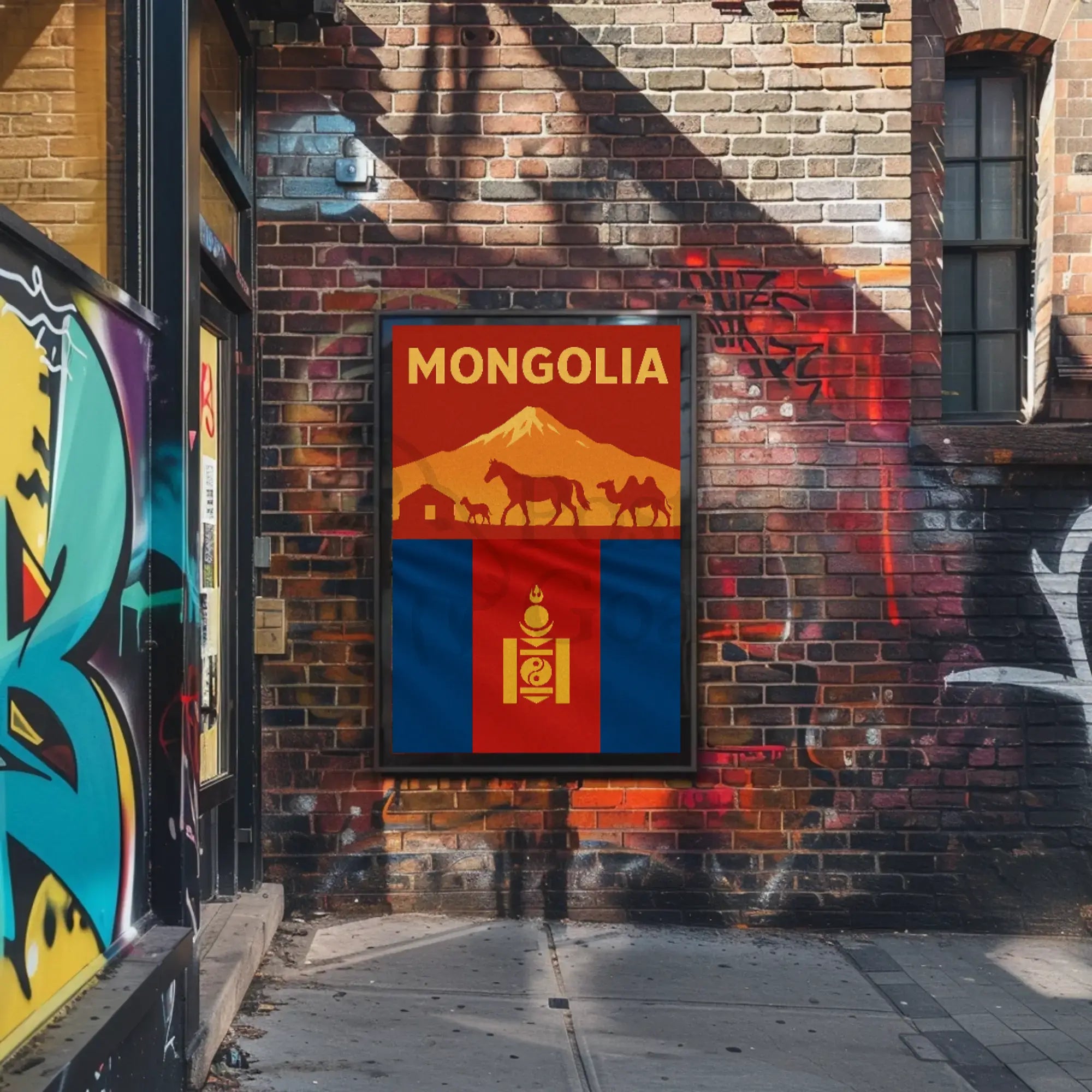 Mongolia's Nomadic Heritage Silhouette Art Cultural Poster PosterGoat