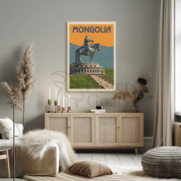 Mongolian Leader Statue Vintage Travel Poster PosterGoat