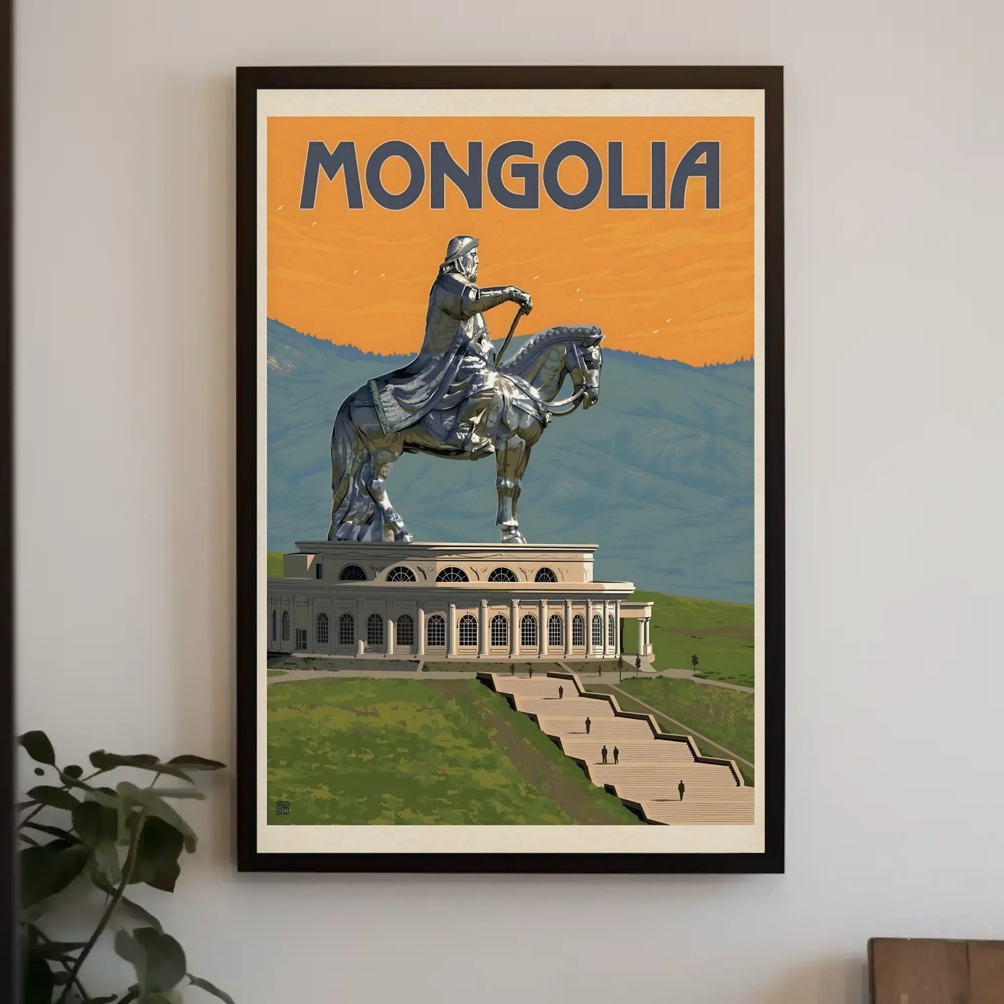 Mongolian Leader Statue Vintage Travel Poster PosterGoat