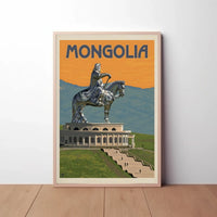 Mongolian Leader Statue Vintage Travel Poster PosterGoat