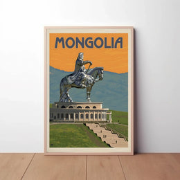 Mongolian Leader Statue Vintage Travel Poster PosterGoat
