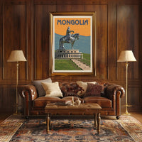 Mongolian Leader Statue Vintage Travel Poster PosterGoat