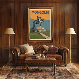 Mongolian Leader Statue Vintage Travel Poster PosterGoat