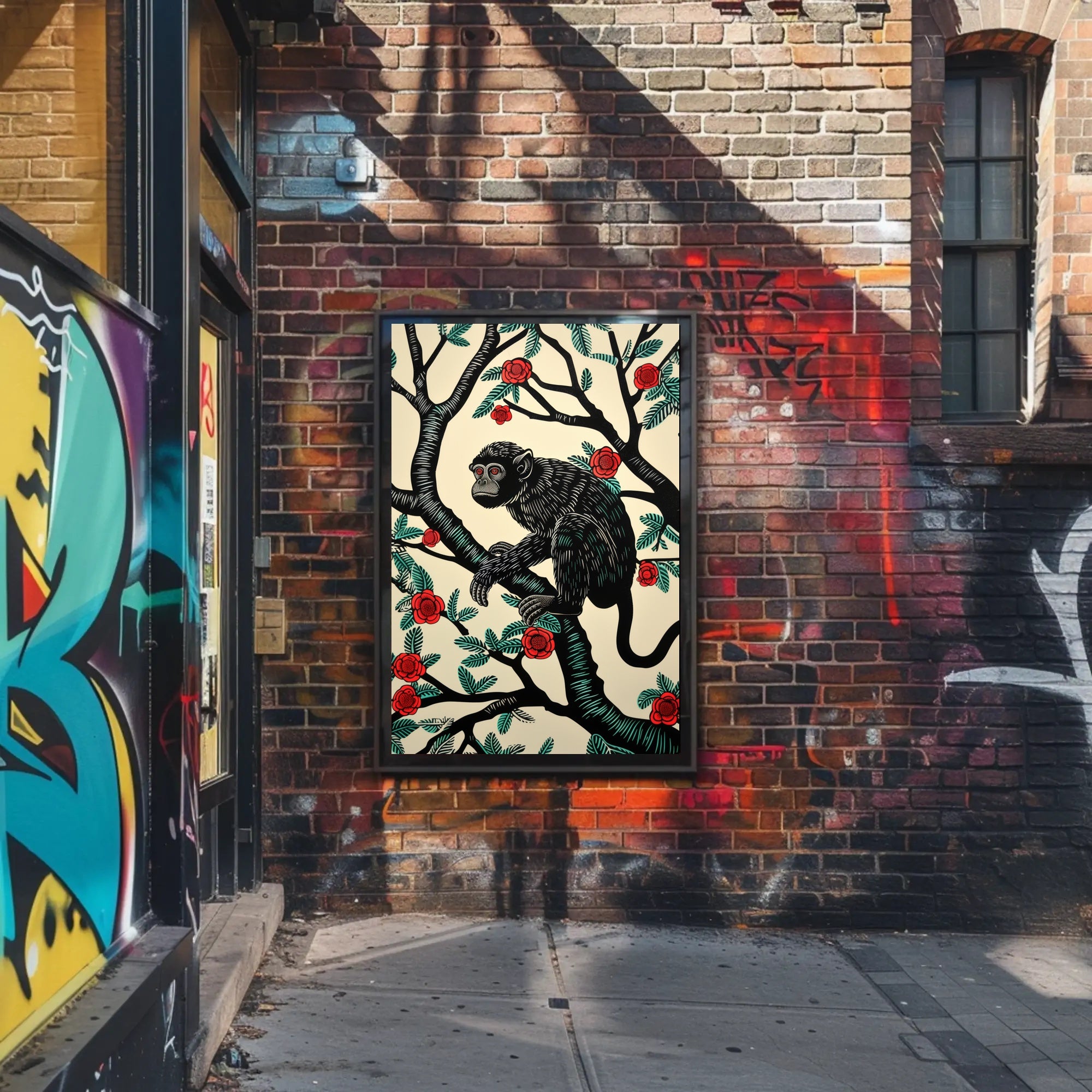 Monkey in Nature: Vibrant Artistic Animal Poster PosterGoat