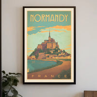 Mont Saint-Michel Illustrated Vintage Travel Poster PosterGoat