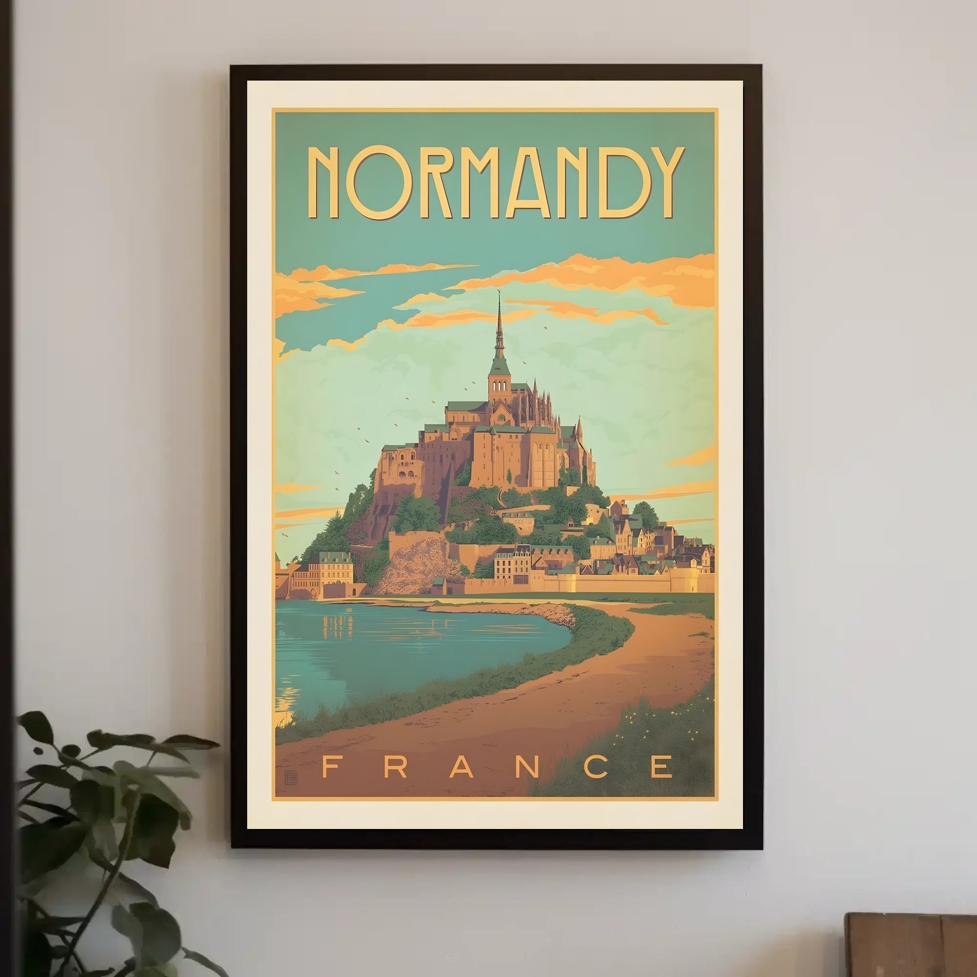 Mont Saint-Michel Illustrated Vintage Travel Poster PosterGoat