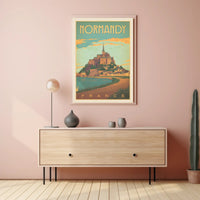 Mont Saint-Michel Illustrated Vintage Travel Poster PosterGoat