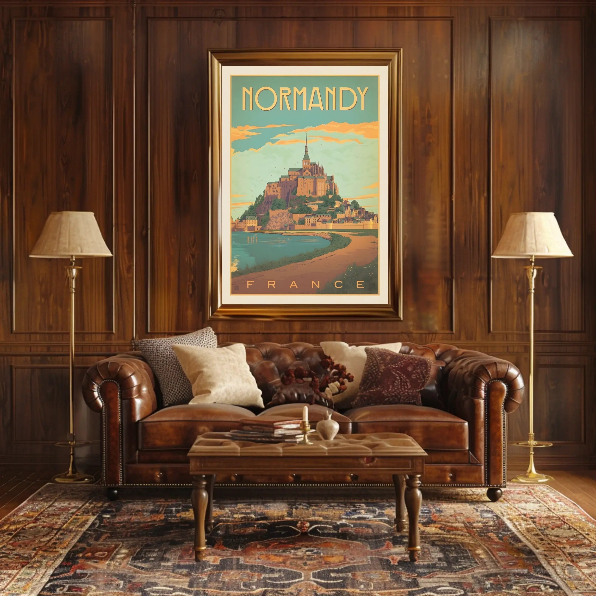 Mont Saint-Michel Illustrated Vintage Travel Poster PosterGoat
