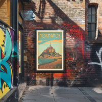 Mont Saint-Michel Illustrated Vintage Travel Poster PosterGoat