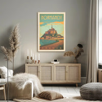 Mont Saint-Michel Illustrated Vintage Travel Poster PosterGoat